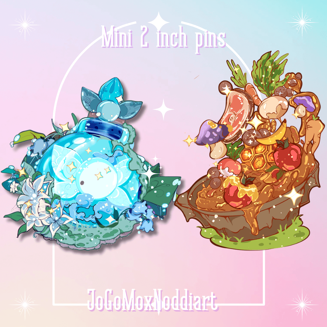 Combo mini pins - fairy & food -